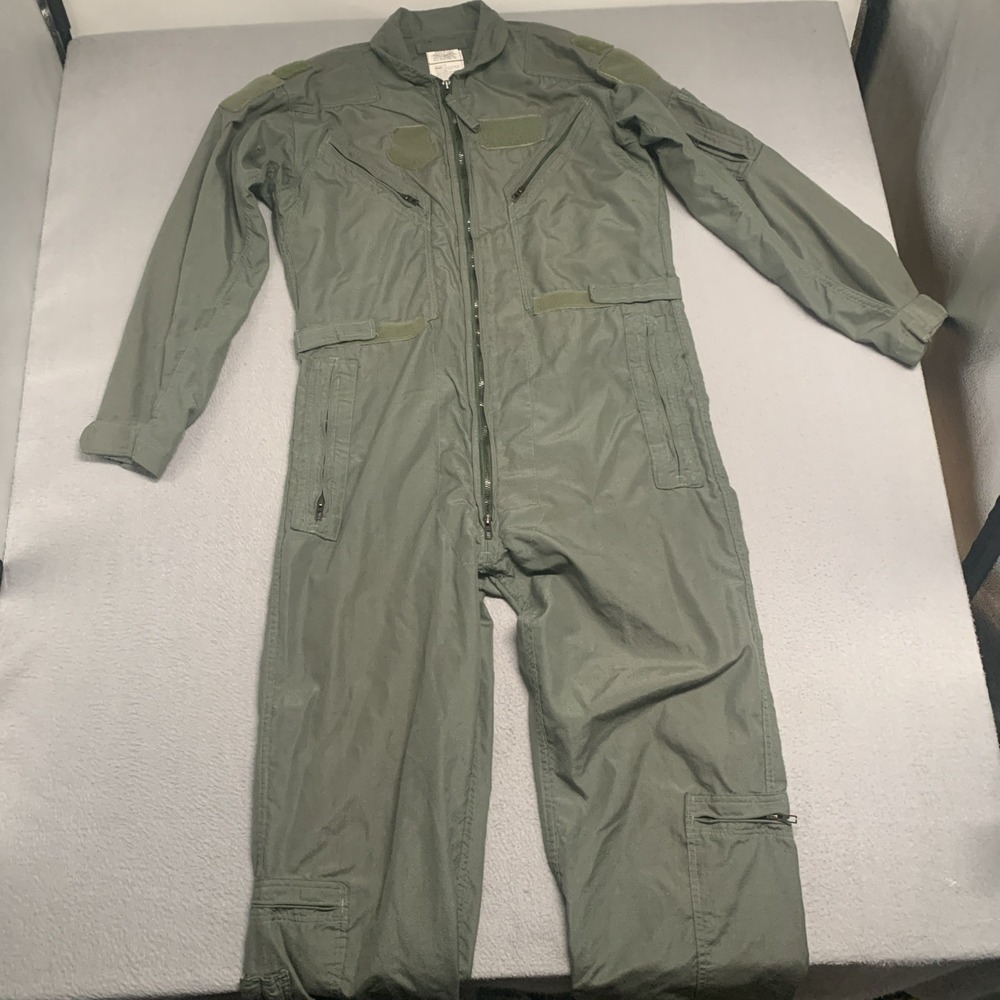 Military Flight Suit Flyer's Summer Coveralls Fire Resistant 42 Long Sage Green - Picture 3 of 16